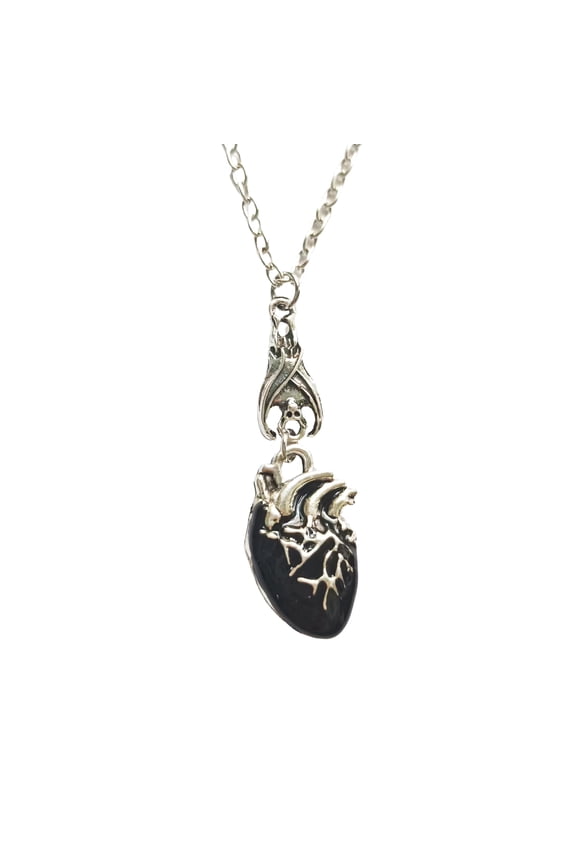 Goth Accessories,Bat Heart Pendant Black Necklaces for Women,Alloy Goth Jewelry,For Men and Women,Black