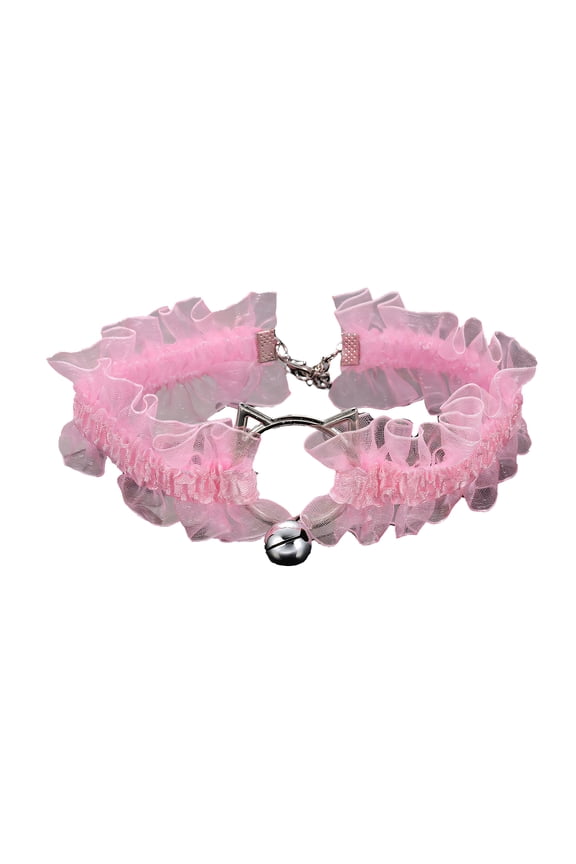 Goth Accessories,Cat Bell Goth Necklace,Lace Black Jewelry Sets for Women,For Women Halloween Daily Use,Pink