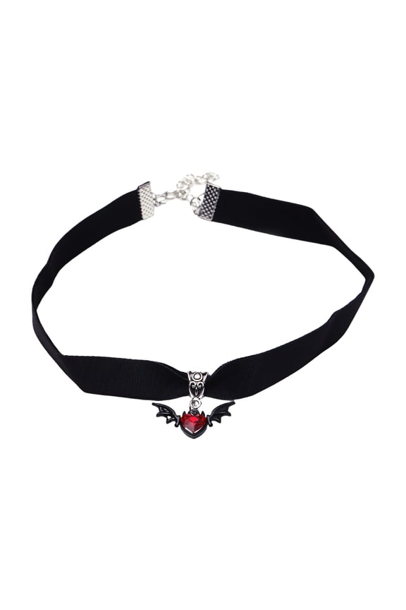 Goth Accessories,Heart Gem Wings Goth Jewelry,Alloy Choker Necklaces for Woman,For Women Halloween Daily Use,Black