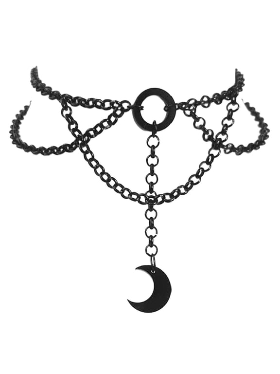 Goth Accessories,Mystical Moon Star Goth Jewelry,Elegant Velvet Choker Necklace for Women,Fashionable Distinct Style Choker Necklace