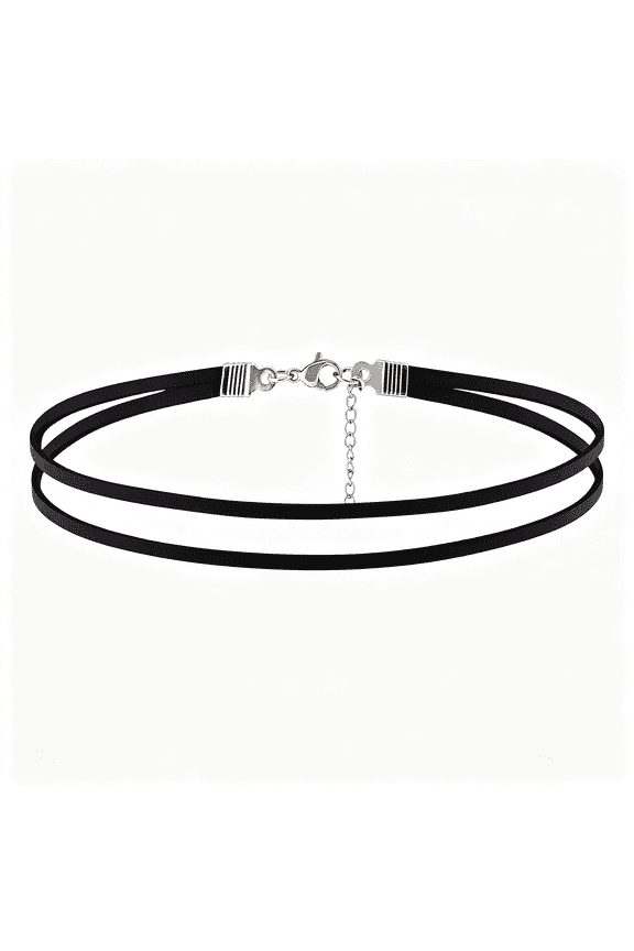 Goth Hippie Black Faux Leather Choker, Dainty Choker Necklace for Women, Gothic Boho Necklace, Halloween Christmas Jewelry Gift For Women