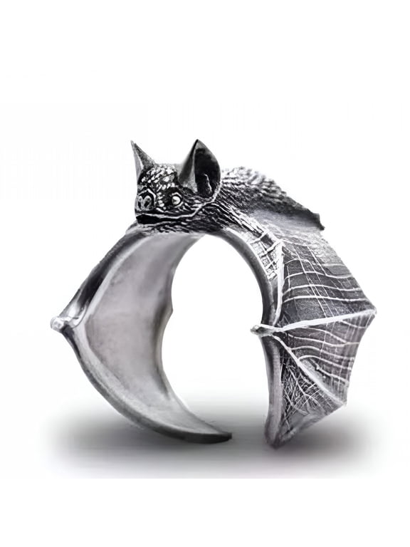 Gothic Bat Ring for Men and Women, Adjustable Open Finger Ring, Vintage Punk Style Halloween Jewelry, Copper Electroplated Statement Ring for Cosplay and Festival