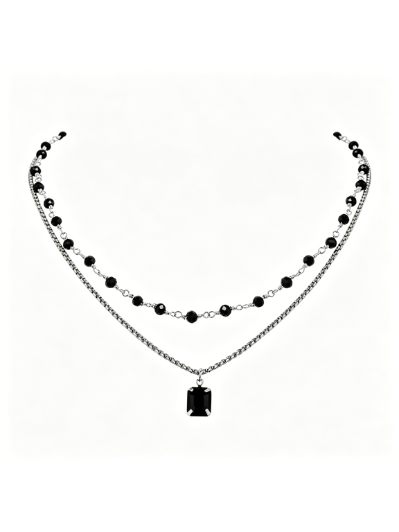 Gothic Boho Crystal Necklace, Layered Necklace, Black Choker, Gothic Choker, Christmas Jewelry Gift for Women