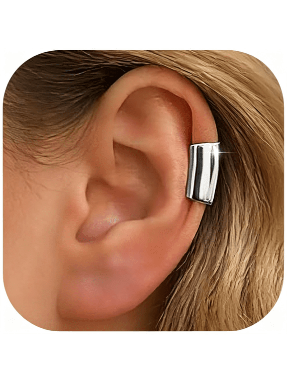 Gothic Ear Cuffs Cartilage Clip on Goth Ear Cuff Stainless Steel Hypoallergenic Earrings for Women Men Non Piercing Gold&Silver Fake Earring Lightweight Punk Jewelry Gift
