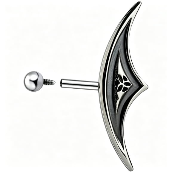 DESIGNICE Gothic Helix Earring-Stainless Steel Black Silver Triquetra Cartilage Piercing Barbell Stud