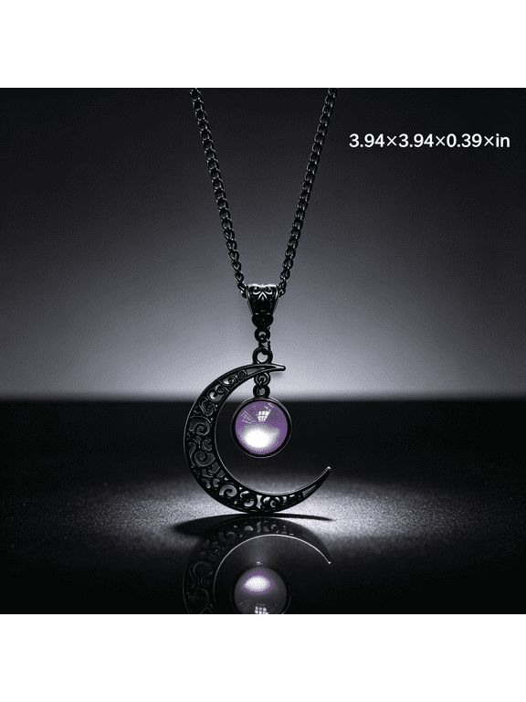 Gothic Moon Necklace, Punk Style Crystal Moon Pendant,Necklaces Black Crescent Necklace Dark Goth Necklaces Halloween Costume
