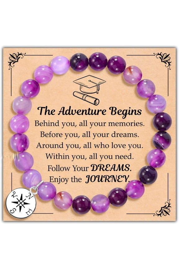 Graduation Gifts for Her, High School College Graduation Gifts for Women, Inspirational Compass/Heart Graduation Bracelets with Gift Message Card for Women Girls Daughter Sister Friends