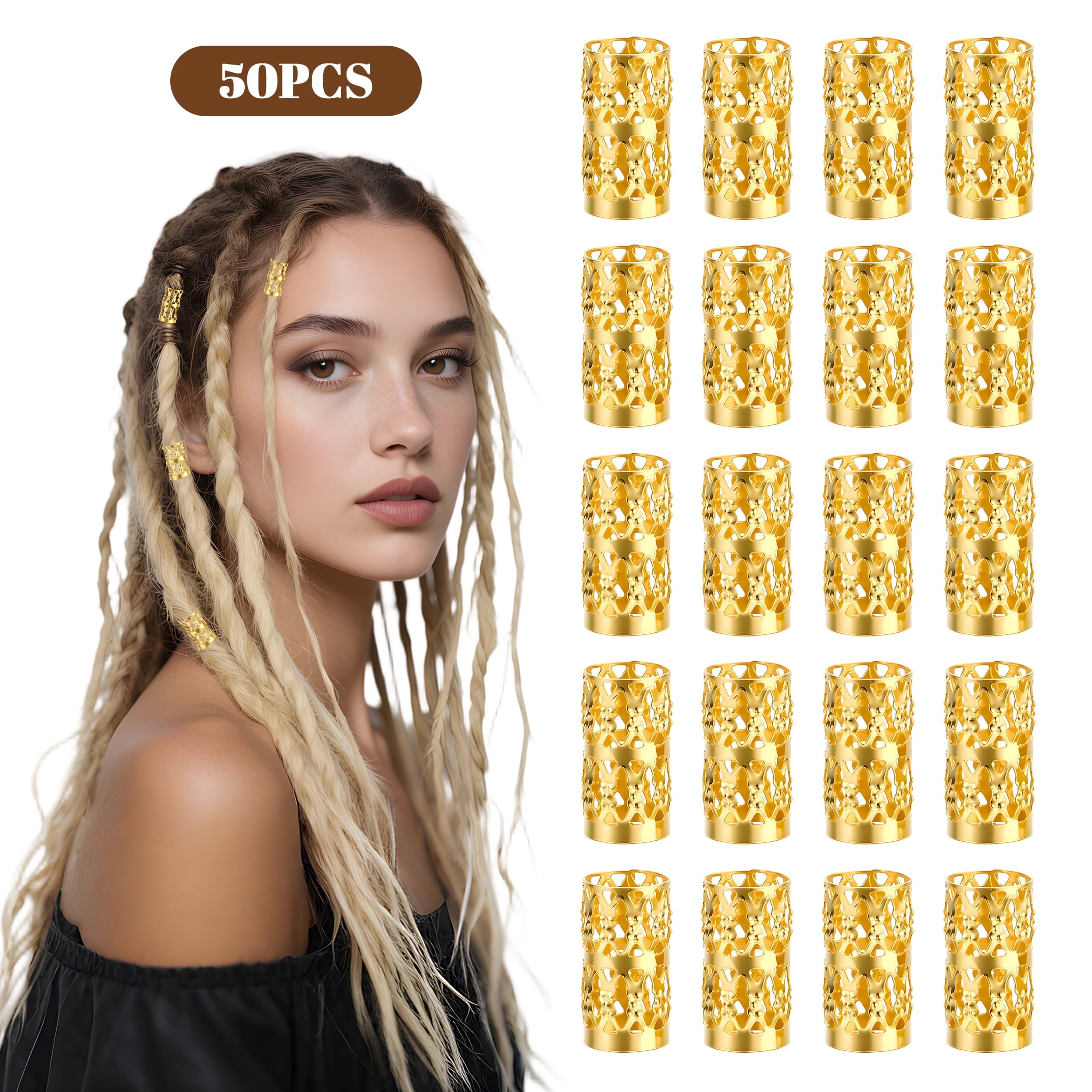 DESIGNICE Hair Braid Rings Hair Cuffs Set,Metal Hair Jewelry for Braids