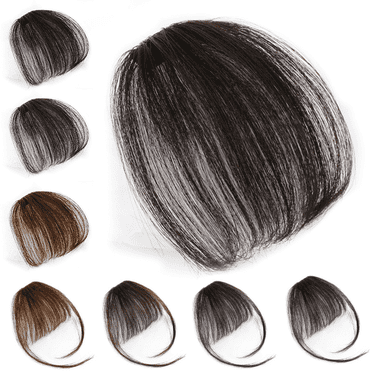 DESIGNICE Hair Extensions,Real Hair Material Hair Extensions,All Hand Knitting Real Hair Extensions Clip in Human Hair with Sideburns,Dark Brown