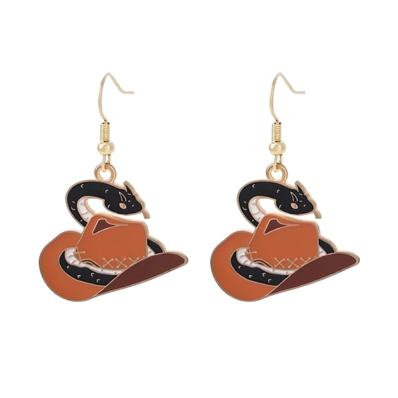 DESIGNICE Halloween Earrings,Cowboy Hat Drop Earrings for Women,Alloy Oxidation-Resistant Fall Earrings,Style2