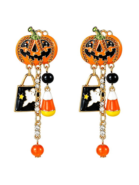 Halloween Pumpkin Earrings for Women,Sparkly Jack-O-Lantern Earrings|Cute Fashion Dangle Drop Skeleton Earring Spooky Halloween Jewelry Accessories for Party Cosplay Costumes Gifts