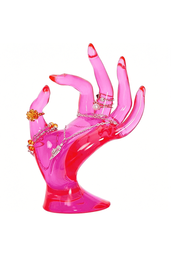 Hand Form Ring Holder Jewelry Display Organization Rack Bracelet Ring Watch Stand Support Aesthetic Room Decor(Rose Red)
