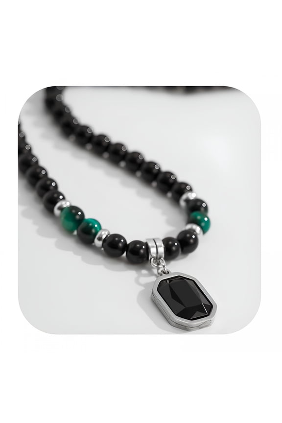 Handmade Black Onyx Crystal Mens Necklace - Grounding Genuine Gemstone Beaded Mala | Willpower,Protection,Prosperity Choker - Jewelry Gift for Mens,Womens,| 6mm Beads