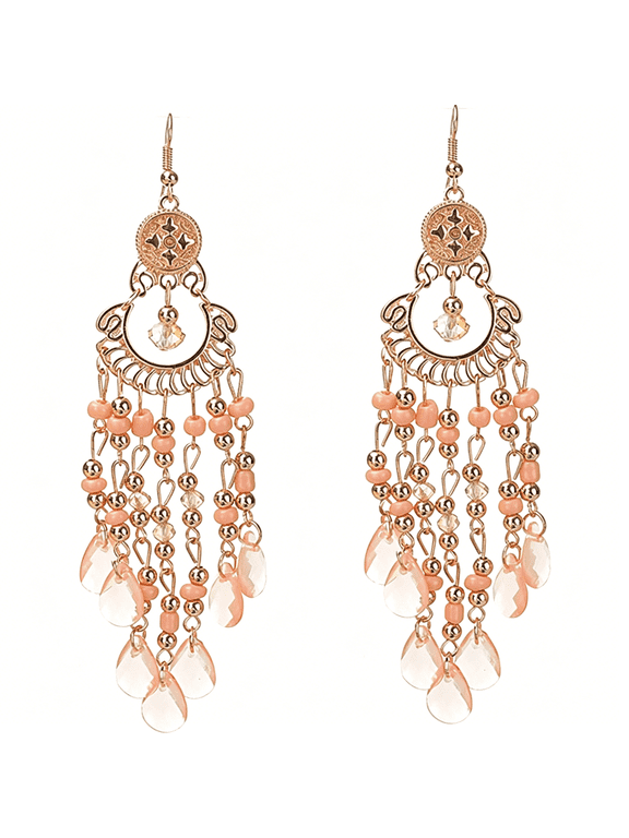 Handmade Bohemian Earrings Vintage Drop Dangle Earrings for Women Colorful Boho Flower Beaded Tassel Earrings Drop Earrings Boho Ethnic Water Drop Statement Earrings