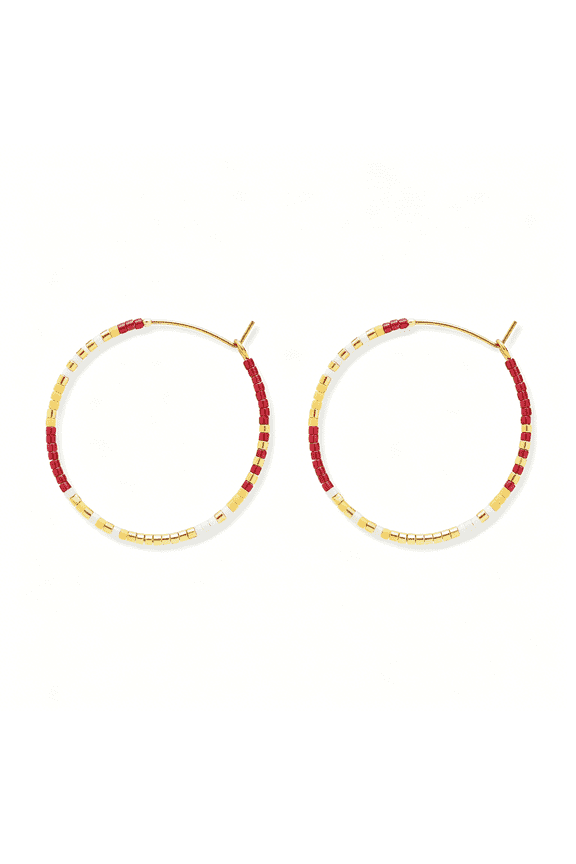 Handmade Boho Colorful Beaded Large Gold Hoop Earrings for Women,Bohemian Seed Beads Circle Hoops Cartilage Hypoallergenic Holiday Prom Jewelry Gift