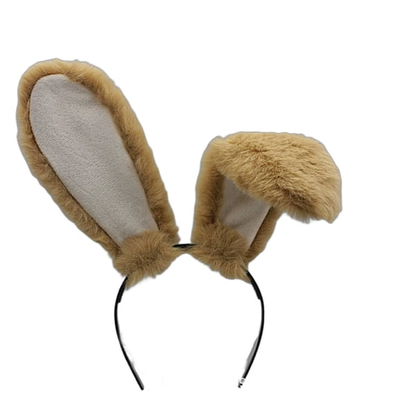 DESIGNICE Headbands for Women Plush Bunny Ears Cosplay Headband Cute Hair Accessory for Women Plush Fabric Stylish Hair Bands for Women's Hair 18x4cm,Brown