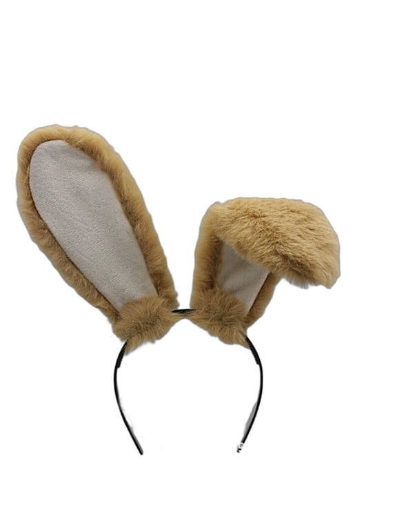 Headbands for Women Plush Bunny Ears Cosplay Headband Cute Hair Accessory for Women Plush Fabric Stylish Hair Bands for Women's Hair 18x4cm,Brown