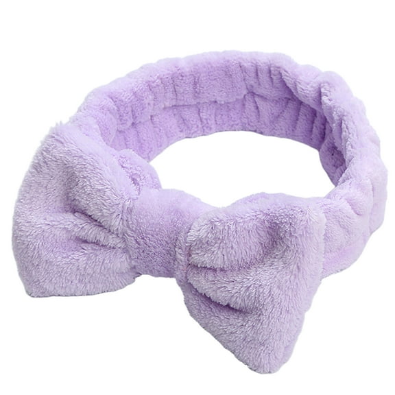 DESIGNICE Headbands for Women Fleece Bow Hair Band Cute Solid Color Headband Korean Style Hair Accessories for Women 2.36x7.87in,Purple