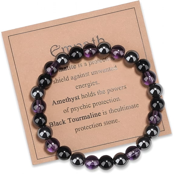 DESIGNICE Healing Crystal Bracelet for Women Empath Protection & Safe Travel & Anxiety Relief Bracelet - New Beginnings Lucky Charms for Travel/New Job/Next Chapter