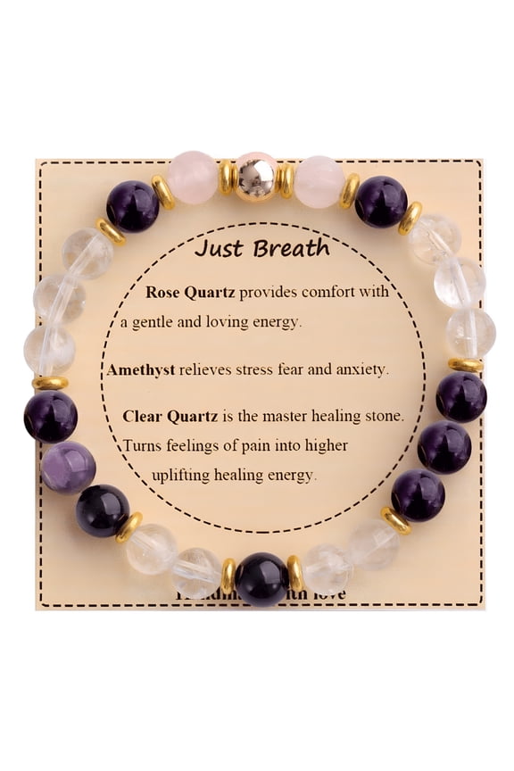 Healing Stone Bracelet for Women, Natural Gemstones Crystal Beads Bracelet for Anxiety Relief, Positive Energy, Gift for Women