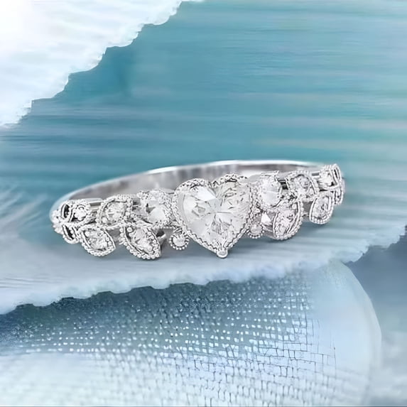 DESIGNICE Heart Crystal Rings for Women Jewelry Ring Promise Zircon Ring