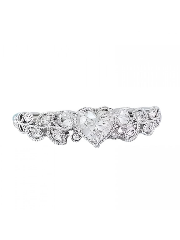 Heart Cut Ring in Cubic Zirconia, Stainless Steel, Size 5-11