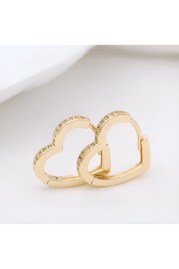 Heart Hoop Earrings - 9CT Gold Heart Earrings for Women, Ideal Gifts for Girlfriend or Cute Valentines Day Gifts for Her, 13.5mm