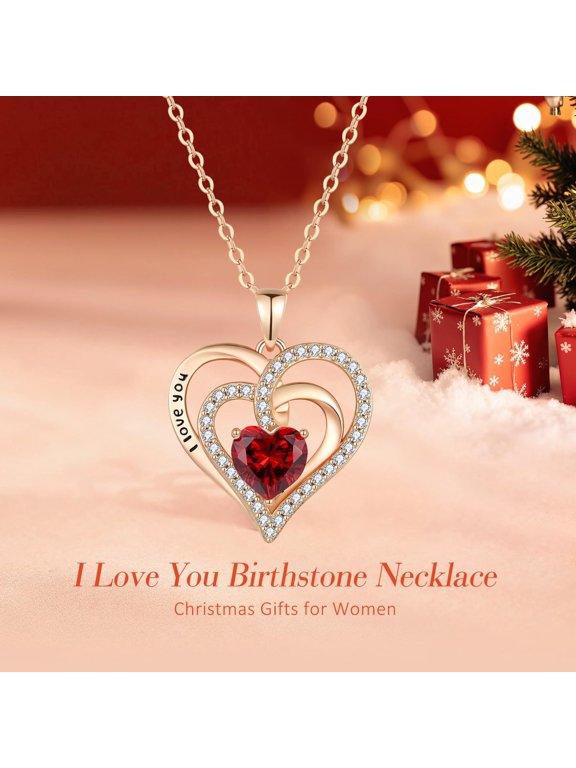 Heart Necklaces for Women As Valentines Gifts for Her, I Love You Red Necklaces As Birthday Gifts Valentines Jewerly