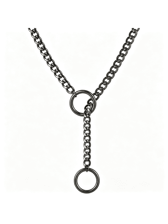 Heart O Ring Slip Chain Choker Necklace for Women Men Stainless Steel Cuban Chain Y-Shape Necklaces Punk Rock Collar Adjustable Lariat Y Necklace Prom Necklaces Jewelry