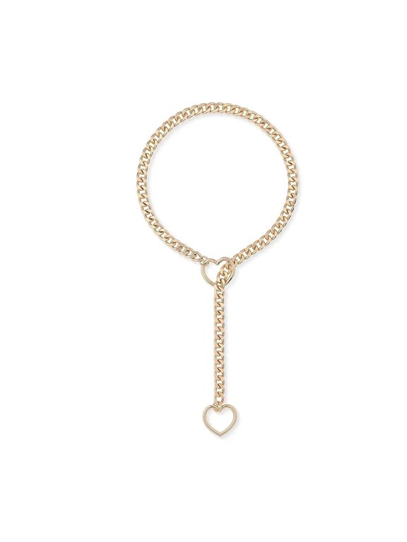 Heart O-Ring Slip Chain Necklace for Women,Handmade Punk Gothic Cuban Necklace Jewelry Adjustable Lariat Y-Necklace Edgy Heart Necklaces for Women