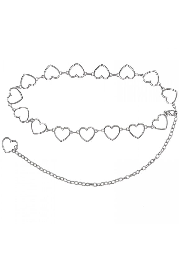 Heart Waist Chain Belt with Long Tassel Tail Body Belly Chains Silver Geometric Heart Waist Belts for Dresses Pants Skirt Trousers Jeans Chain Accessories