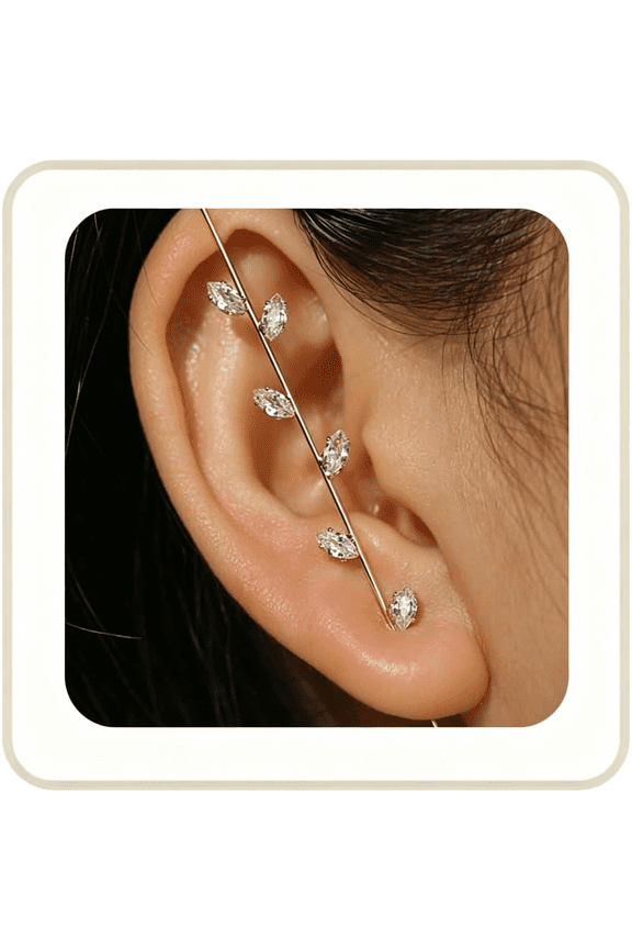 Helix Hook Earrings for Women Ear Crawler Earrings Ear Cuffs&Wrap Earrings Ear Hook Earrings Rhinestone Lightning Bolt Earring Trendy Jewelry for Women