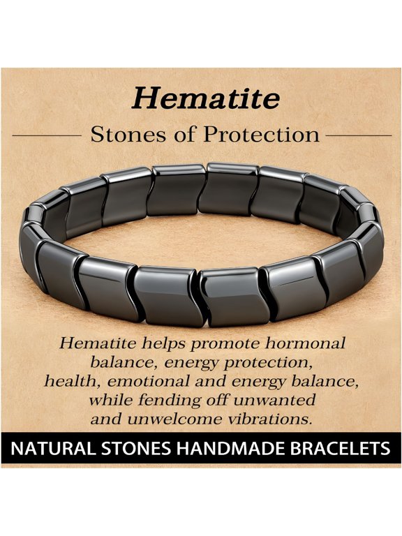 Hematite Bracelet Men Natural Stones Handmade Bracelets Masculine Energy Male Healing Bracelets for Mens Inspirational Jewellery