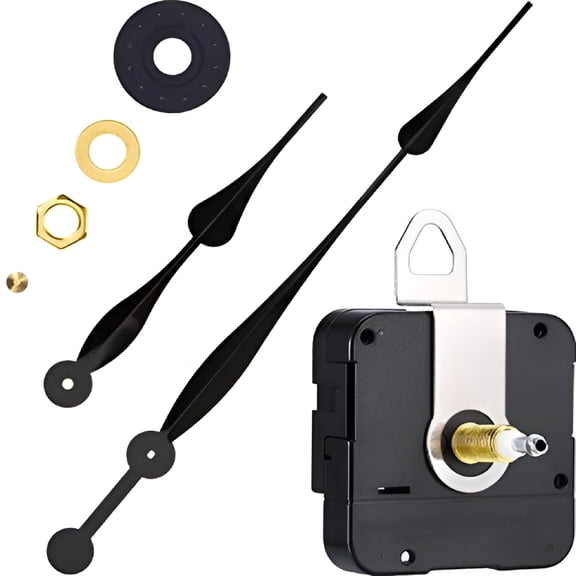 DESIGNICE High Torque Clock Movement Mechanism with Long Shaft, Quartz Wall Clock Repair Kit with 12 Inch Black Spade Hands for DIY Projects