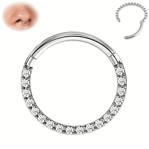 DESIGNICE Hinged Cz Septum Rings-316L Surgical Steel Nose Rings Hoops for Women 20G/18G/16G Cartilage Earrings Conch Piercing Jewelry Helix Rook Tragus Lobe Daith Snug Belly Button Ring 6Mm-10Mm