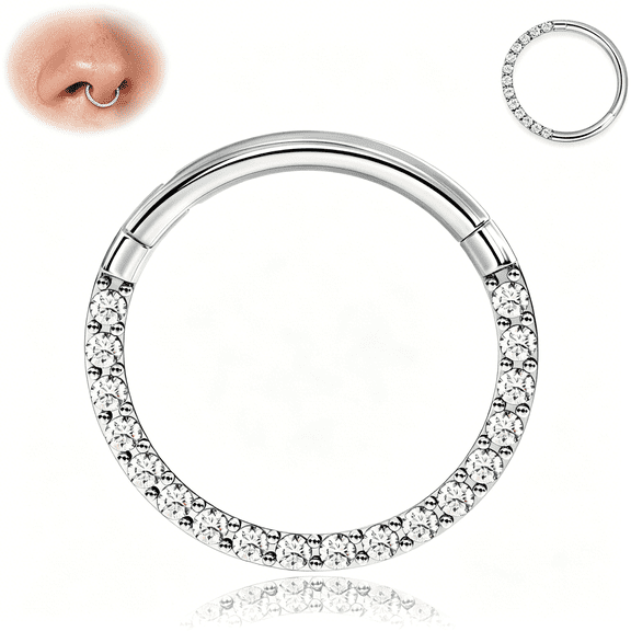DESIGNICE Hinged Cz Septum Rings-316L Surgical Steel Nose Rings Hoops for Women 20G/18G/16G Cartilage Earrings Conch Piercing Jewelry Helix Rook Tragus Lobe Daith Snug Belly Button Ring 6Mm-10Mm