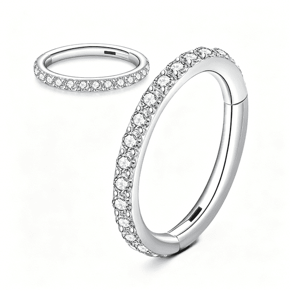 DESIGNICE Hinged Segment Nose Rings Hoop 316L Surgical Steel Cubic Zirconia Conch Daith Tragus Body Piercing Jewelry Lip Rings Cartilage Earrings 20G 18G 16G Stainless Steel Septum Clicker Ring