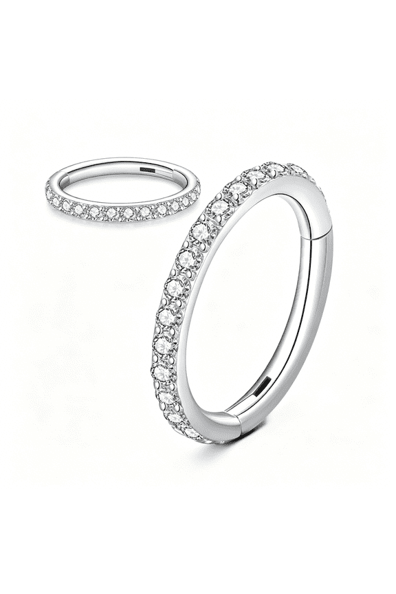 Hinged Segment Nose Rings Hoop 316L Surgical Steel Cubic Zirconia Conch Daith Tragus Body Piercing Jewelry Lip Rings Cartilage Earrings 20G 18G 16G Stainless Steel Septum Clicker Ring
