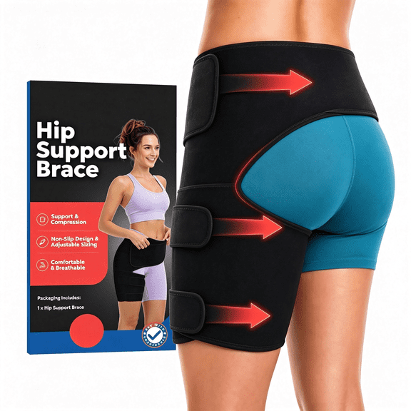 DESIGNICE Hip Brace for Women &Amp; Men - Groin Strain Compression Wrap for Hamstring, Hip Flexor, Sciatcica Pain Relief - Hamstring &Amp; Hip Support Thigh Compression Sleeve - Large\/Left Leg