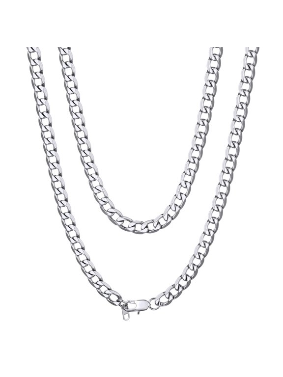 Hip Pop Mens Necklaces Cuban Chain Gift for Son Husband, Stainless Steel 9Mm Neck Miami Chain Jewelry 20 Inch