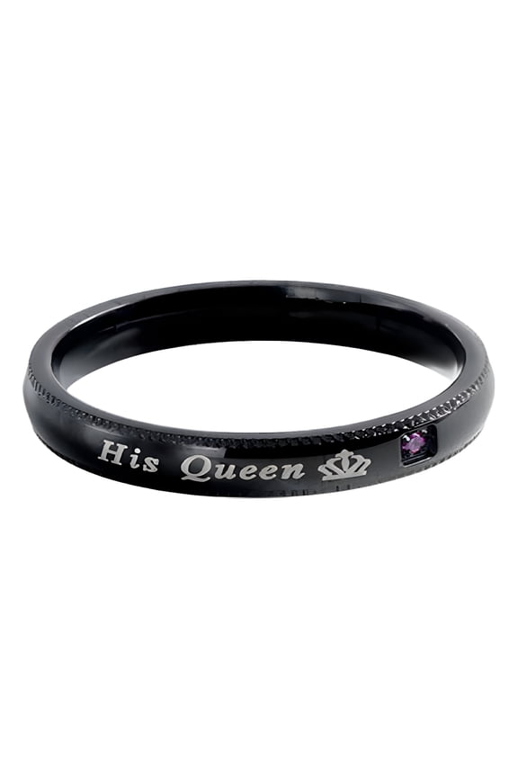 His Queen Her King Rings Titanium Steel Wedding Engagement Band Matching Promise Rings For Couple