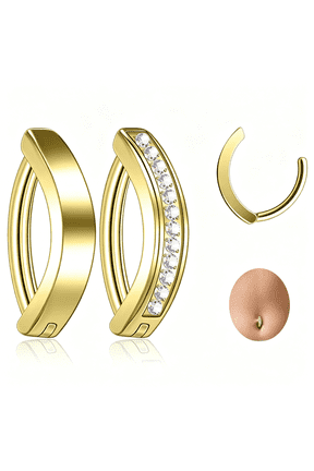 Hoop Belly Button Ring 14G-Astm F136 Titanium Flat Navel Piercing,Simple Clicker Curved Reverse Barbell Body Jewelry for Women,2Pcs,12Mm,5 Colors