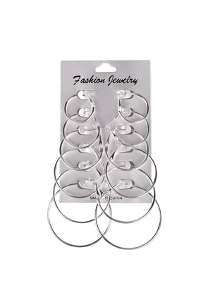6 Pairs Silver Hoop Earrings Set for Women, Hypoallergenic 25-50mm Aperture Jewelry, Trendy Lightweight Metal Earrings for Sensitive Ears