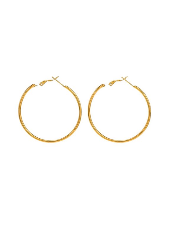 Hoop Earrings for Women Gold/Silver Plated Statement Stainless Steel 30Mm 40Mm 50Mm 60Mm Huggie Post Large Personalized Exaggerated Simple Round Jewelry Gold 40Mm