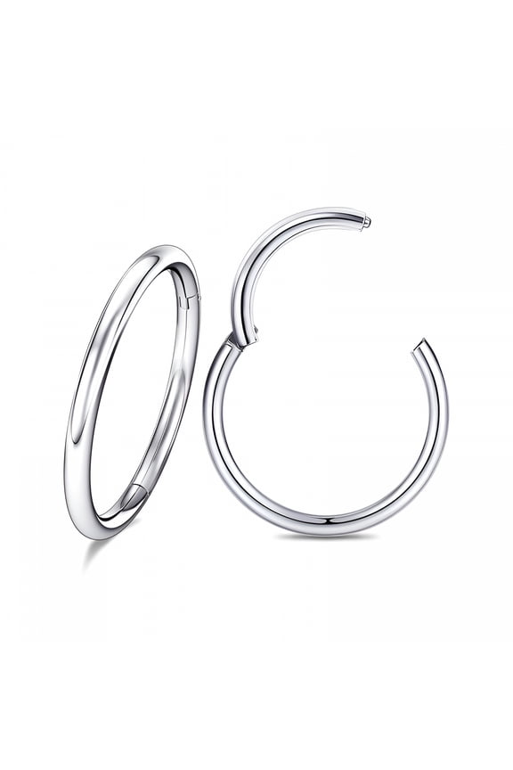 Hoop Nose Ring Septum Body Piercing Jewelry Silver Nose Ring2Pcs 16G Diameter 6Mm Silver