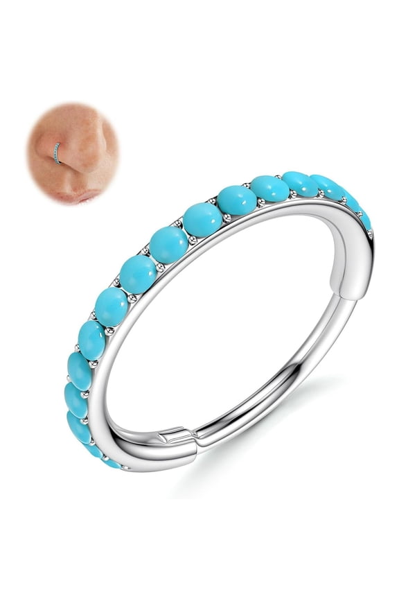 Hoops Nose Rings for Women-316L Surgical Steel Turquoise Nose Ring Piercings 20G Segment Cartilage Helix Rook Tragus Conch Daith Earrings Septum Lip Jewelry 6/7/8Mm Gold/Silver
