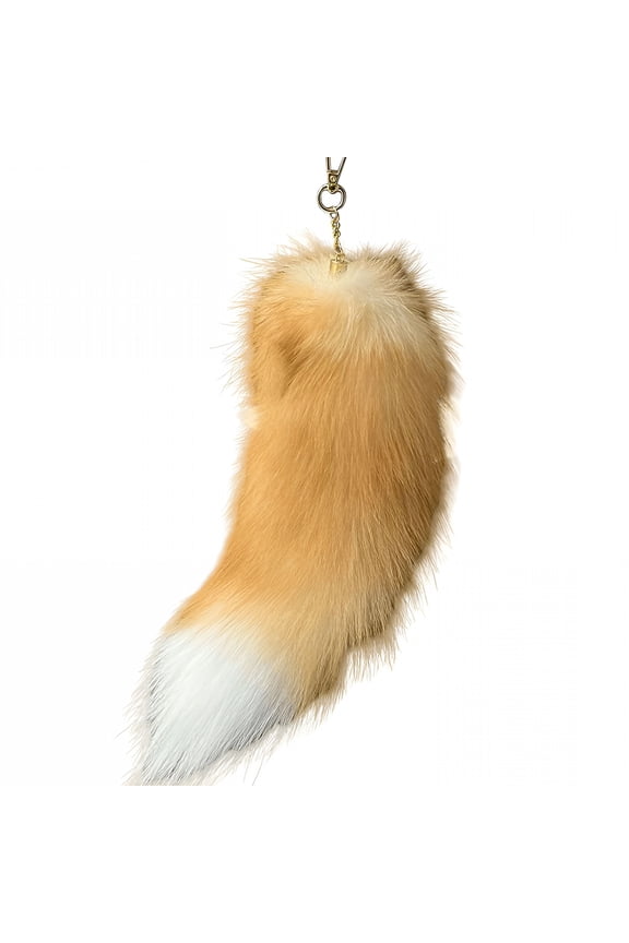 Huge Fluffy Faux Fur Fox Tail Keychain, 15-Inch Bag Charm & Keyring, Therian Cosplay Accessory