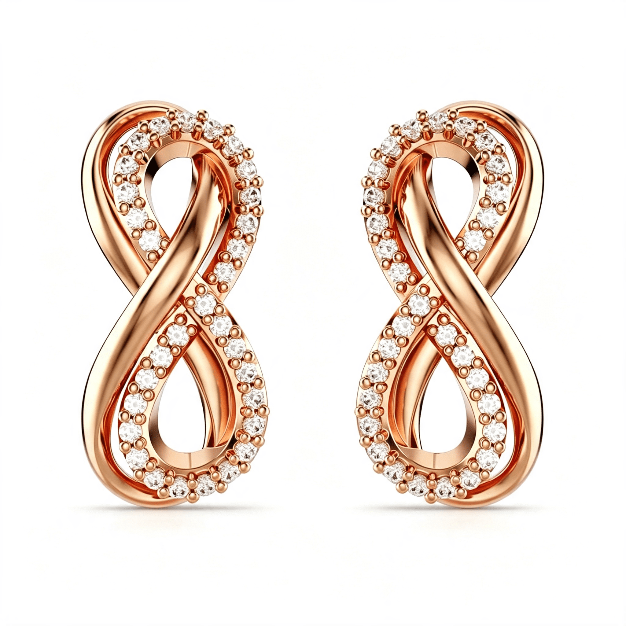 DESIGNICE Hyperbola Stud Earrings,Infinity Symbol Motif with Clear ...