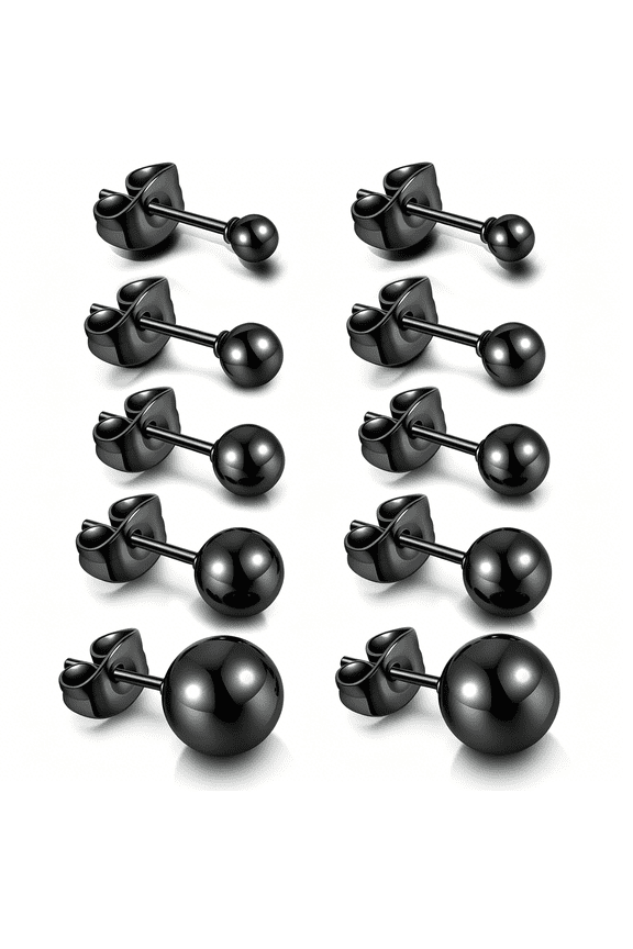 Hypoallergenic Ball Earrings Studs Set Stainless Steel Round Ball Studs Earrings Cartilage Earrings for Women Men 3Mm-8Mm10Pcs