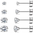 thumbnail image 1 of DESIGNICE 2026 New Hypoallergenic Flat Back Earrings for Women and Men,4 Pairs Implant Grade Titanium Stud Earrings with Flat Backs for Cartilage,Screw Back Pure Titanium Earrings Set, 1 of 9